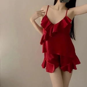 HỎA TỐC CHE TÊN SX958 - Đồ bộ ngủ lụa Sexy gợi cảm phối bèo đáng yêu đồ bộ bèo tiểu thư - KellyWang