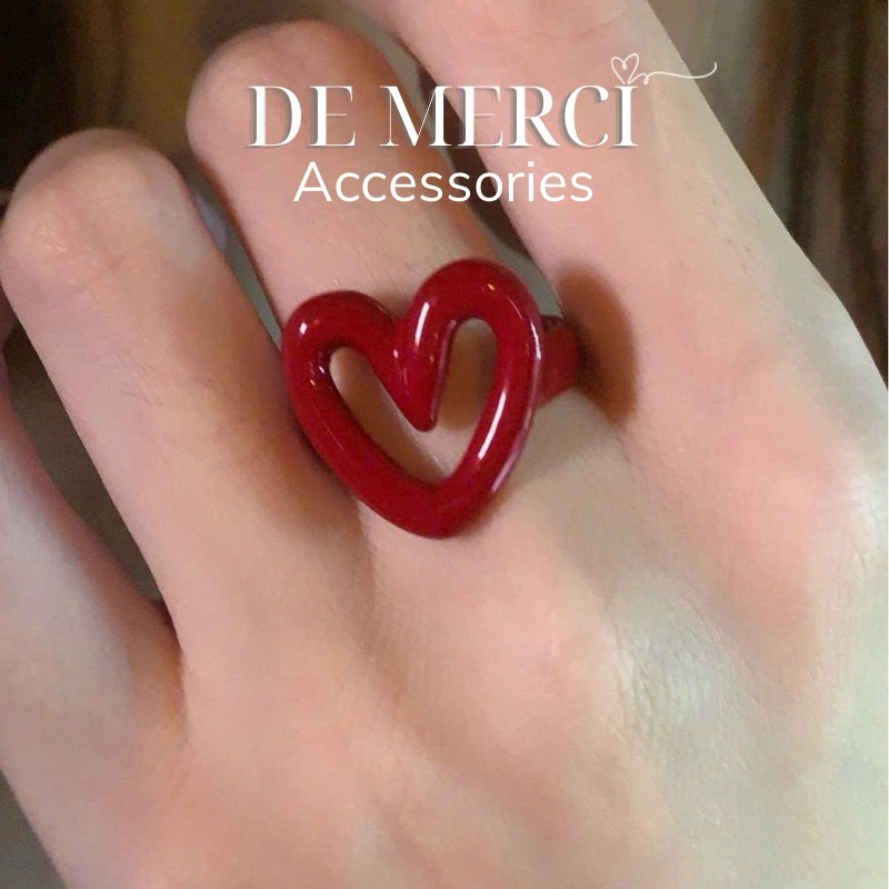 Nhỏ Giọt Glaze Màu Kẹo Trái Tim Nhẫn De Merci Accessories Có Thể Điều Chỉnh size . Màu Macaron