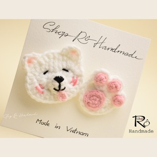 Kẹp tóc hình chó con Samoyed 5.5cm và cặp tóc mái chân cún 3.5cm cho nữ và bé gái|Shop Rô Handmade