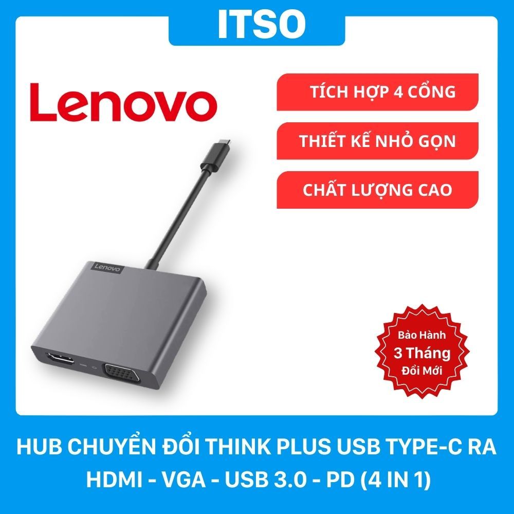 Hub Chuyển Đổi Think Plus USB Type-C Ra HDMI – VGA – USB 3.0 – PD (4 In ...