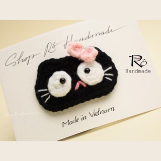 Kẹp tóc xinh mèo đen nơ hồng 6cm và chân mèo 3.5cm cho nữ và bé gái |Shop Rô Handmade