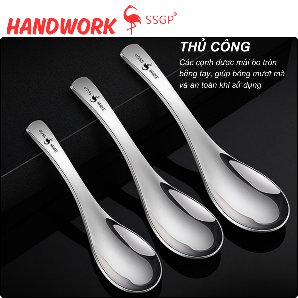 Muỗng ăn cơm inox đáy sâu, muỗng inox 304 cao cấp, muỗng inox lớn, Thìa inox 316, Thìa ăn inox