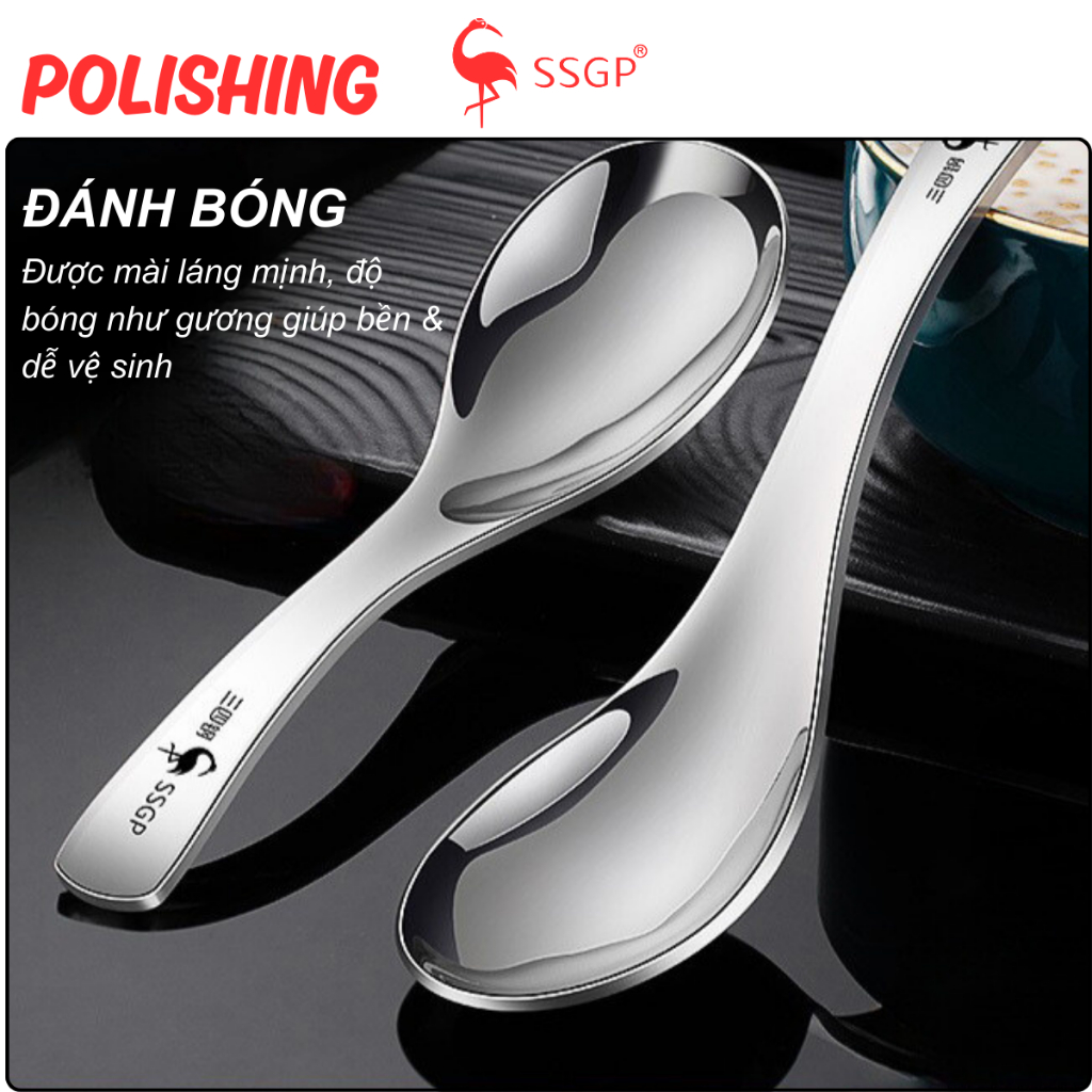 Muỗng ăn cơm inox đáy sâu, muỗng inox 304 cao cấp, muỗng inox lớn, Thìa inox 316, Thìa ăn inox