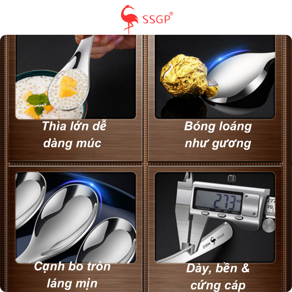 Muỗng ăn cơm inox đáy sâu, muỗng inox 304 cao cấp, muỗng inox lớn, Thìa inox 316, Thìa ăn inox