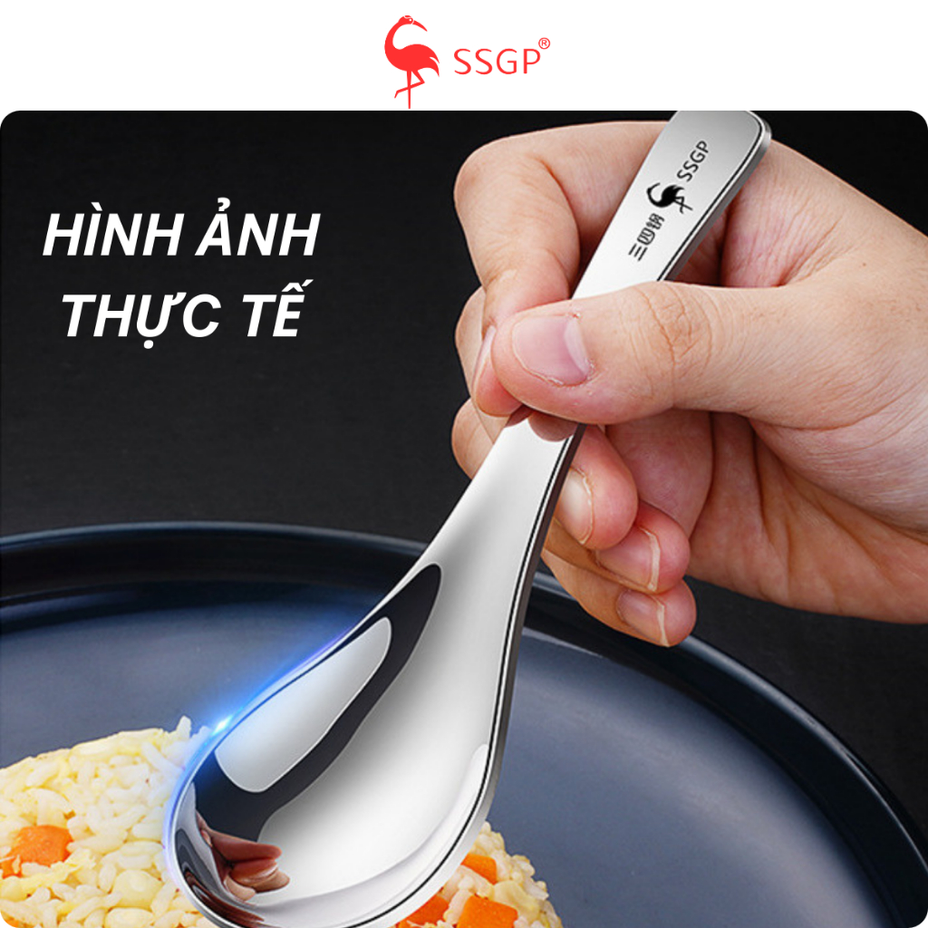 Muỗng ăn cơm inox đáy sâu, muỗng inox 304 cao cấp, muỗng inox lớn, Thìa inox 316, Thìa ăn inox