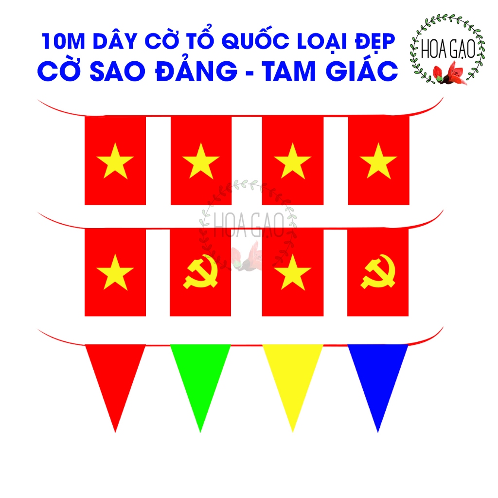 Dây cờ treo, dây cờ Tổ Quốc , Đảng trang trí Tết,lễ hội dài 10m gồm 20 ...