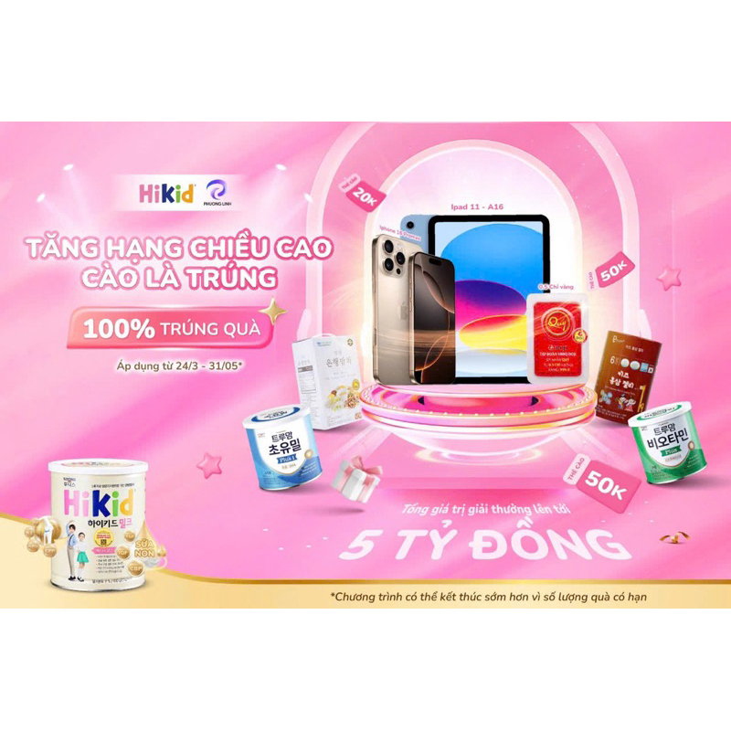 Sữa Hikid Vani mẫu mới quét mã chính hãng cho bé 1-9 tuổi