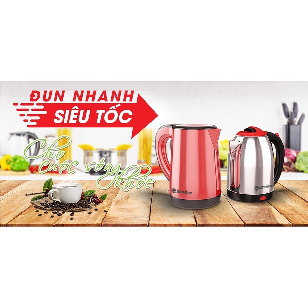 Ấm Điện Siêu Tốc Rạng Đông RD-AST17 P1 1.7L - Thân Inox 304 & Nhựa PP Chống Nóng, An Toàn Chống Giật
