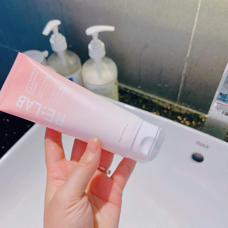 Sữa rửa mặt Re:lab cica bubble cleansing foam giúp làm sạch bụi bẩn, cấp ẩm120ml-hạn2028 HQ sữa rửa mặt relab  IS129