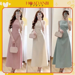Váy thiết kế dáng dài chất chéo ý xòe bồng phong cách tiểu thư Hàn Quốc siêu xinh sẵn hàng tại shop