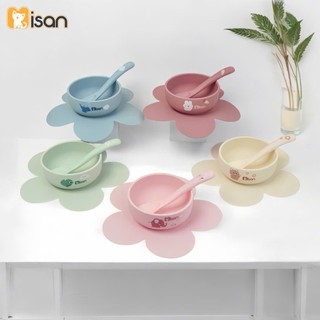 Bát ăn dặm silicon kèm thìa Misan có đế hít hình bông hoa dung tích 300ml