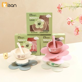 Bát ăn dặm silicon kèm thìa Misan có đế hít hình bông hoa dung tích 300ml