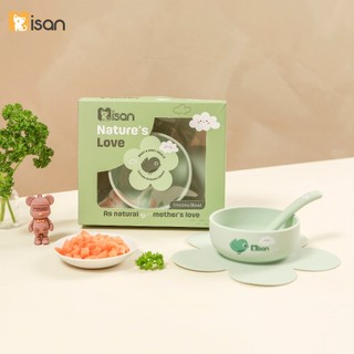 Bát ăn dặm silicon kèm thìa Misan có đế hít hình bông hoa dung tích 300ml