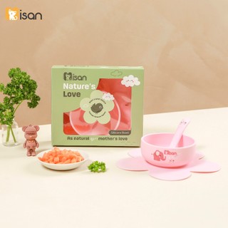 Bát ăn dặm silicon kèm thìa Misan có đế hít hình bông hoa dung tích 300ml