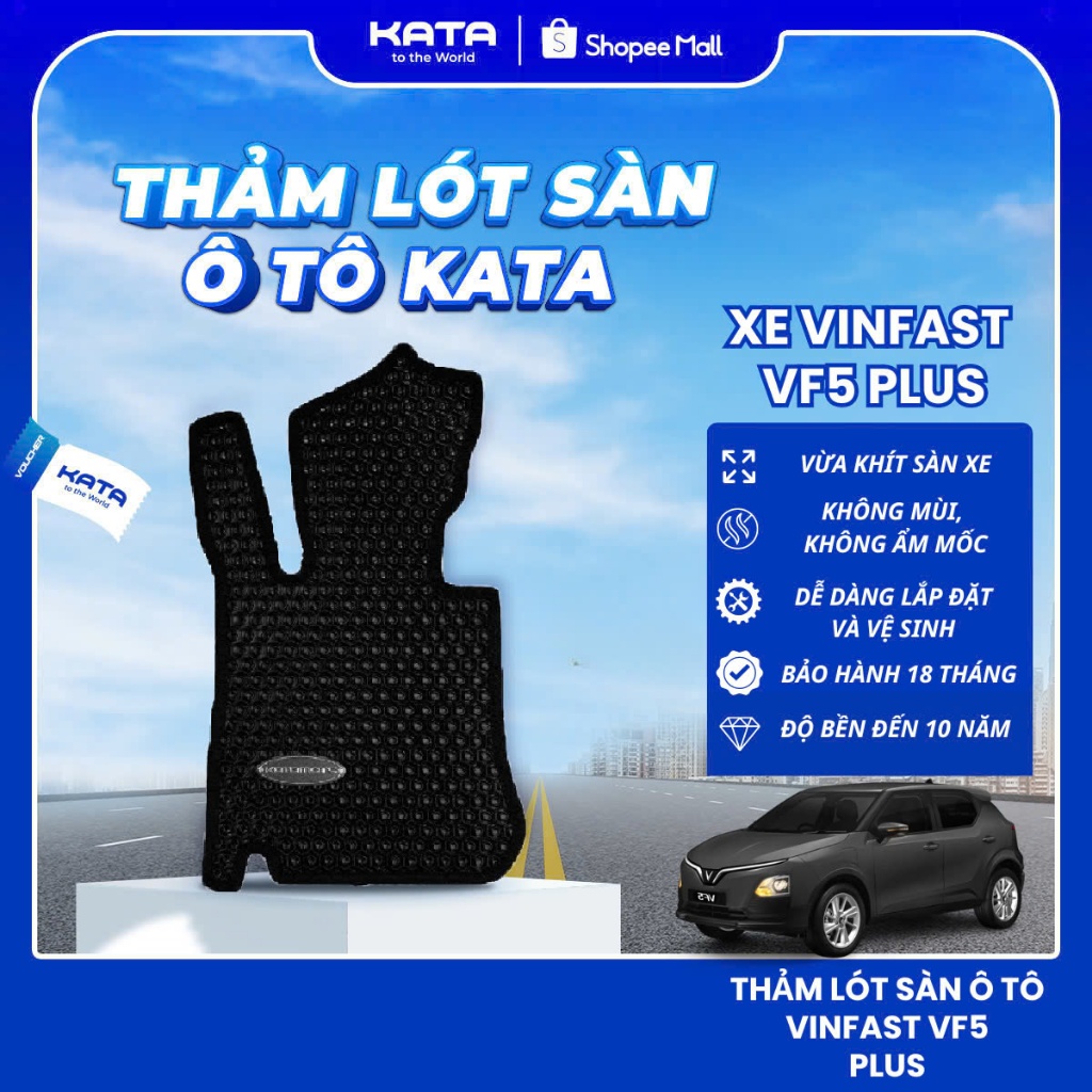 Thảm lót sàn ô tô KATA cho xe Vinfast VF5 Plus, Thảm để chân xe hơi vừa khít sàn, không thấm nước, không mùi, không mốc