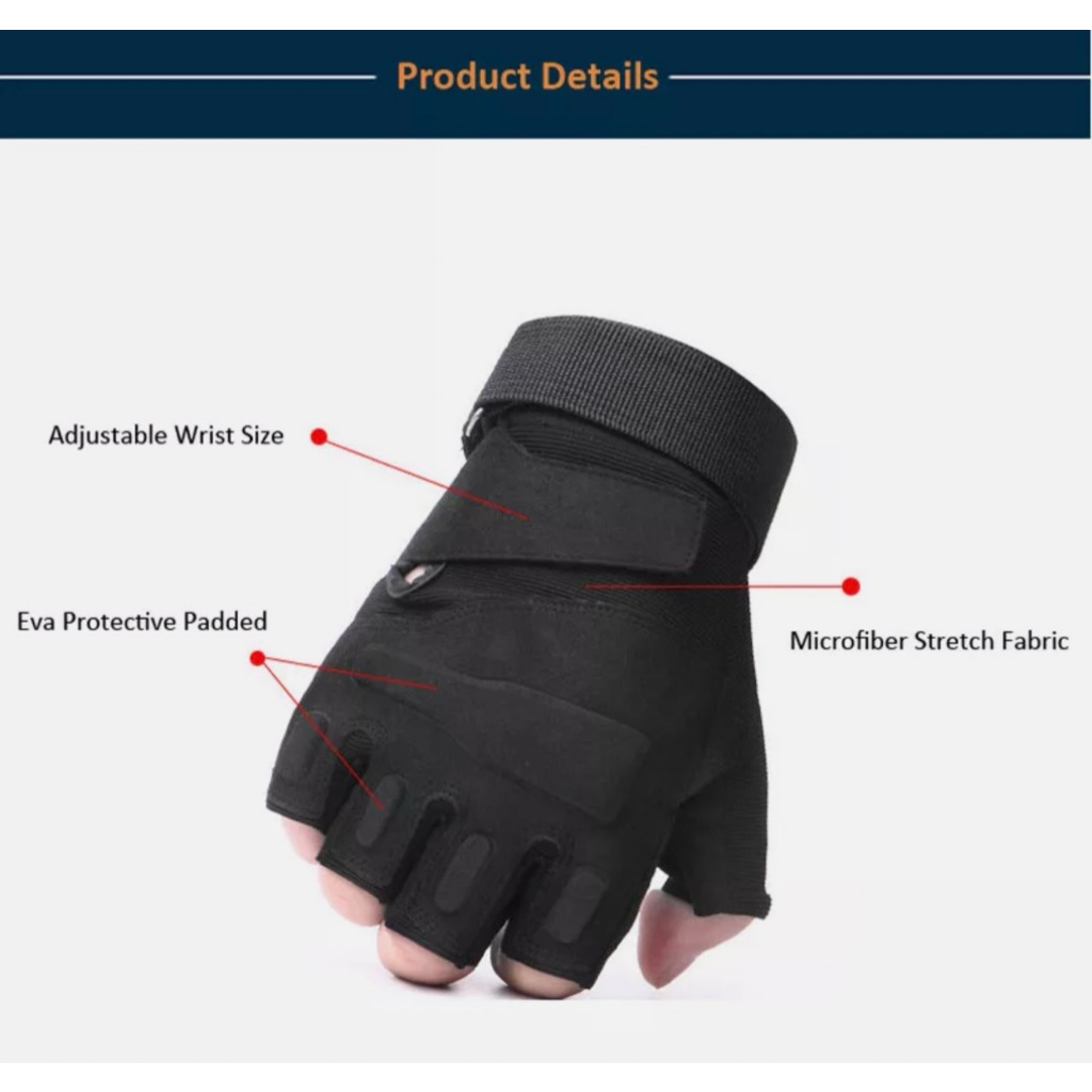 Găng Tay Chiến Thuật Nửa Ngón_Combat Airsoft Half Finger