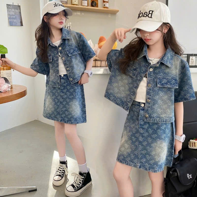 Set jeans chữ mài cho bé gái size đại BEESHOP H25057