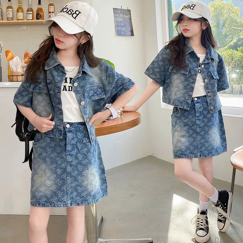Set jeans chữ mài cho bé gái size đại BEESHOP H25057