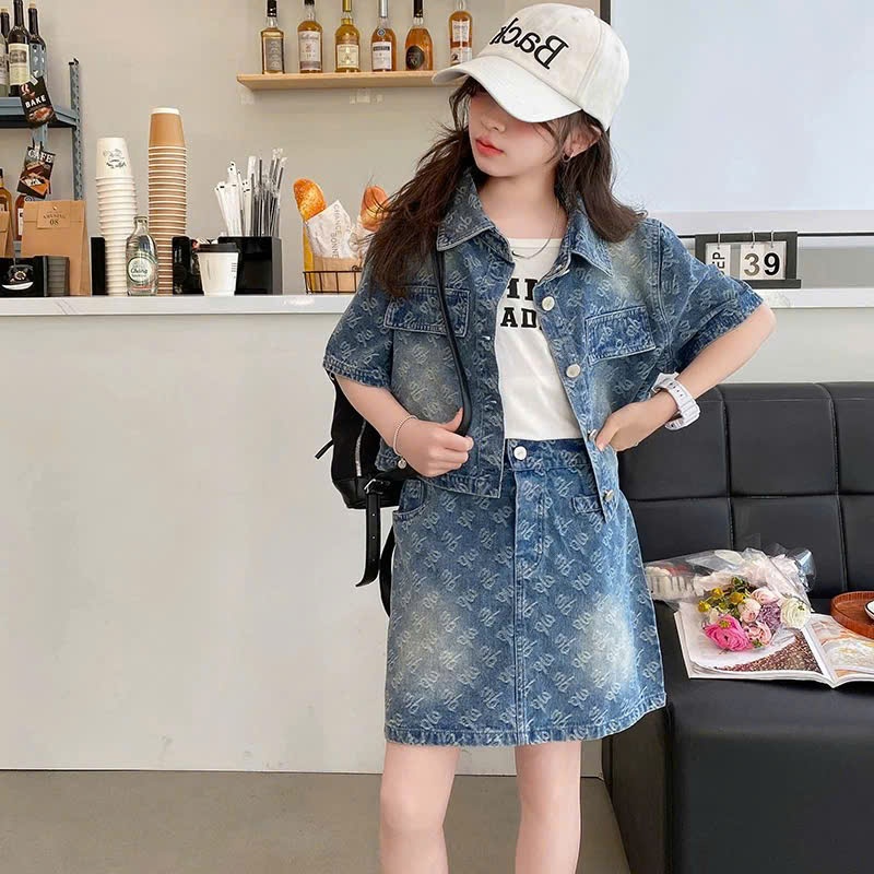 Set jeans chữ mài cho bé gái size đại BEESHOP H25057