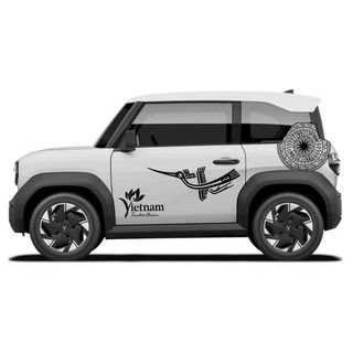 Tem 2 bên Sườn Xe Ô tô VF3 trống đồng, Team Decal Oto, Team Decal Oto-Tem 2 bên sườn Cực Chất, Hàng 3 Lớp Chất Lượngg