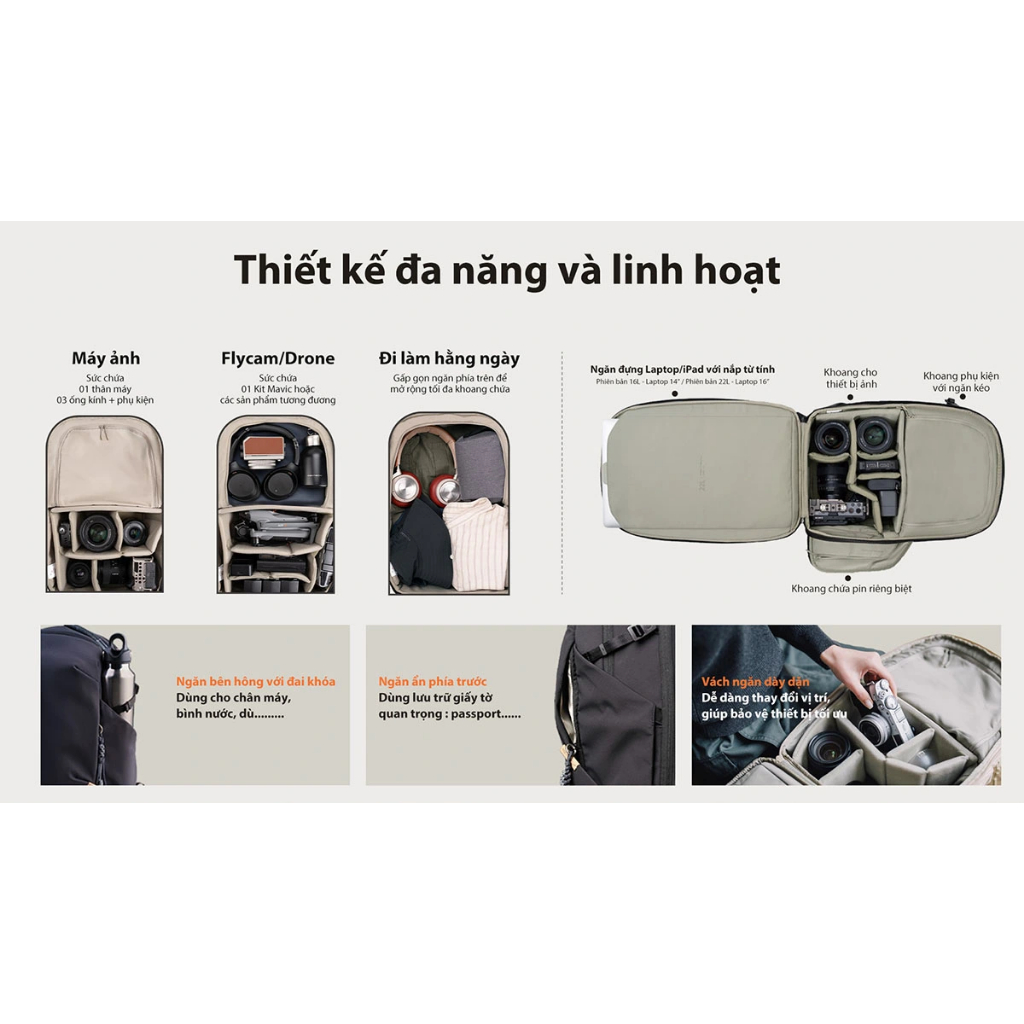 Balo máy ảnh PGYTECH OneGo Lite Backpack 16L/22L - Hàng chính hãng | BigBuy360 - bigbuy360.vn