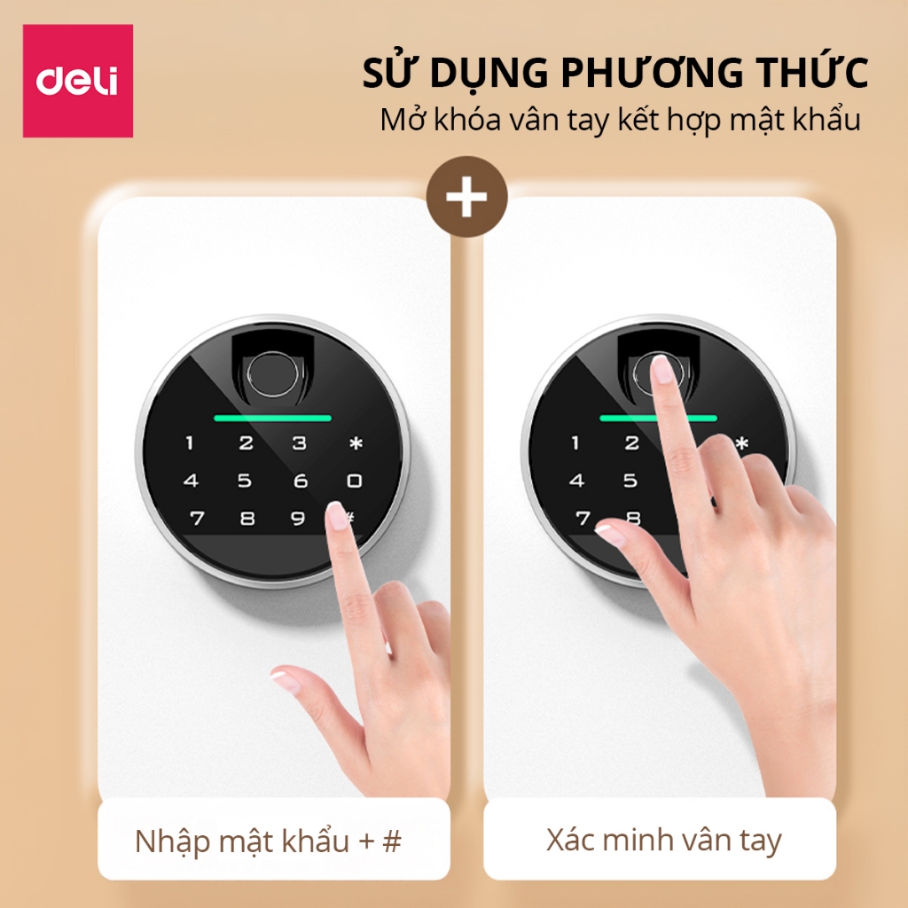 Két Sắt Chính Hãng Deli ET634 Két Sắt Vân Tay Thông Minh 2 Màu Trắng Đen Két Sắt Chống Cháy An Toàn
