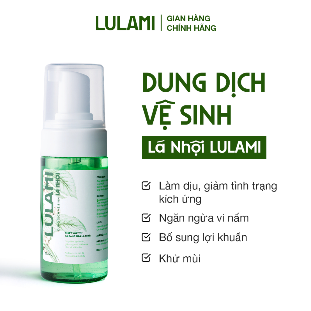 Dung dịch vệ sinh phụ nữ Lá Nhội LULAMI Kháng khuẩn và Sạch sâu Dạng bọt dung tích 110ml