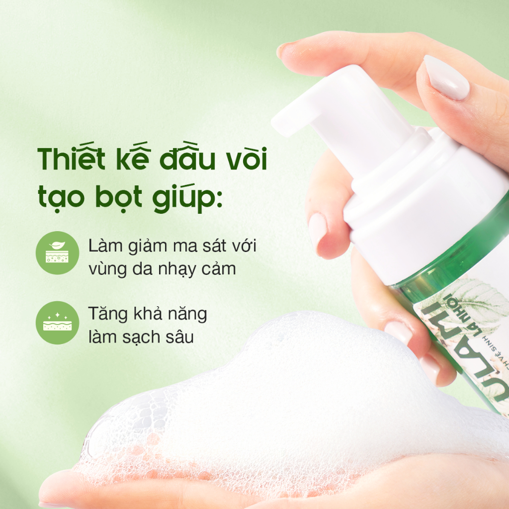 Dung dịch vệ sinh phụ nữ Lá Nhội LULAMI Kháng khuẩn và Sạch sâu Dạng bọt dung tích 110ml