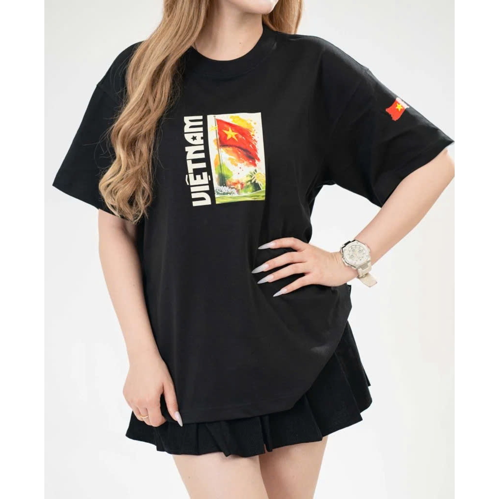 Áo thun nam nữ in hình LÁ CỜ VIỆT NAM CỜ TAY chất liệu vải cotton thoáng mát TA226