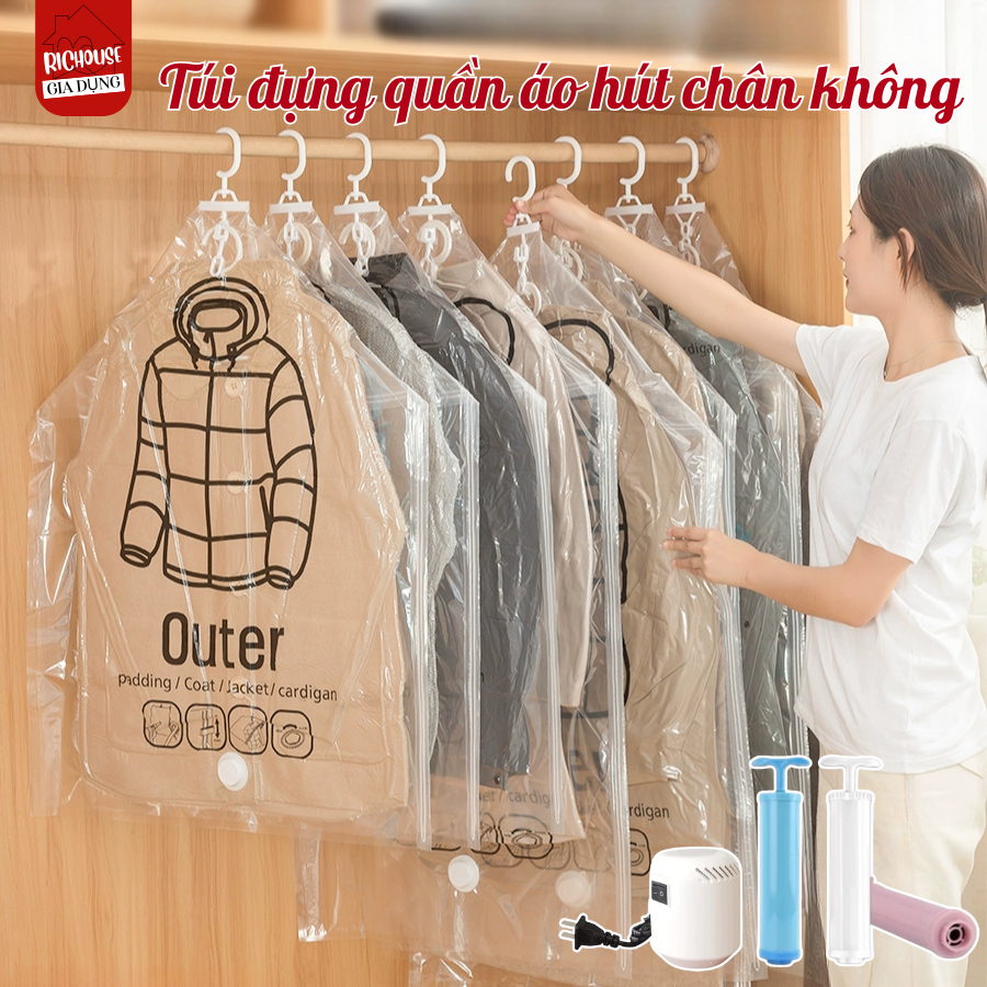 Túi Đựng Quần Áo Hút Chân Không, Túi Đưng Quần Áo Chăn Màn Nhỏ Gọn tiết kiệm diện tích