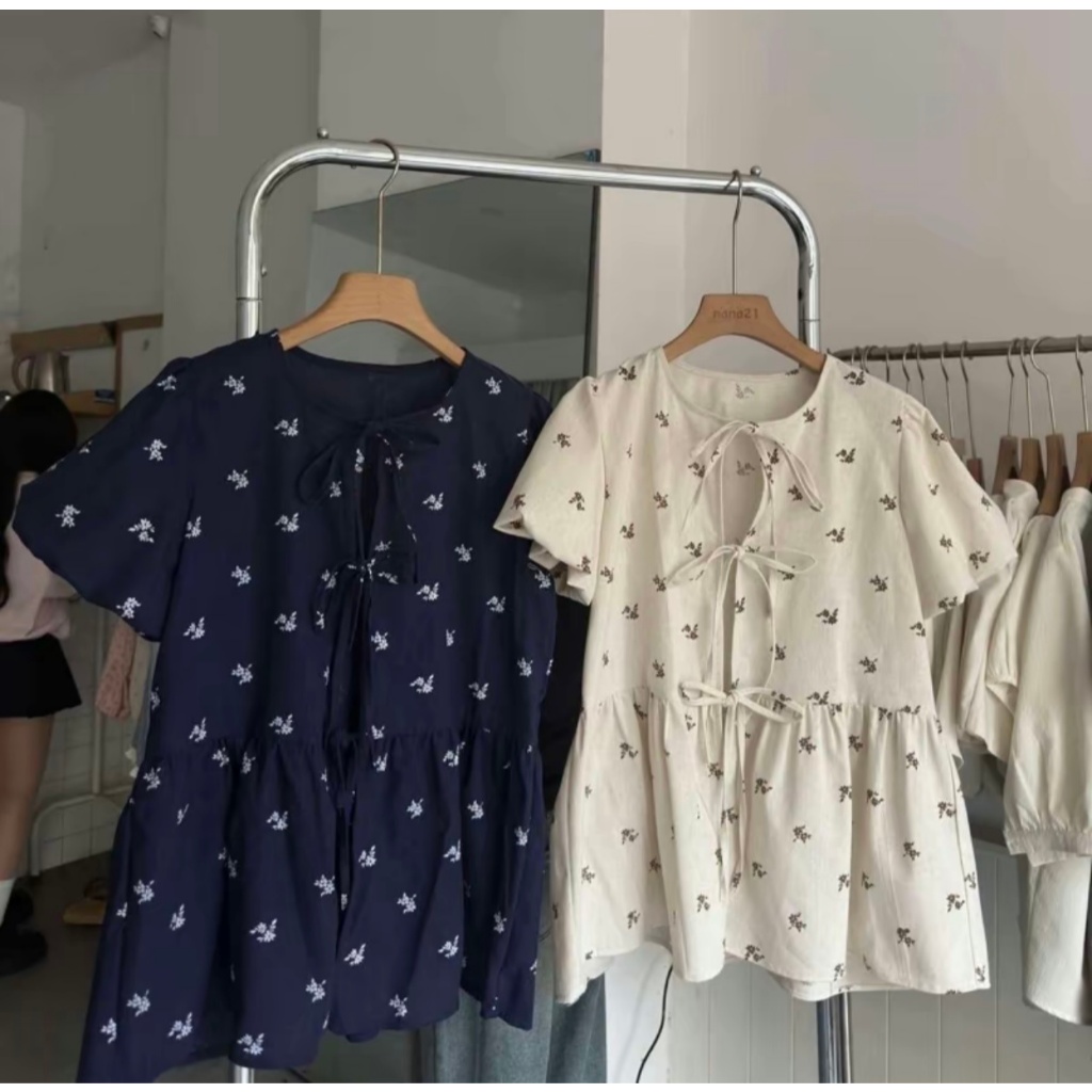 Babydoll hoa nhí buộc dây nơ tay bồng đi chơi đi học đều xinh MUZA  A26