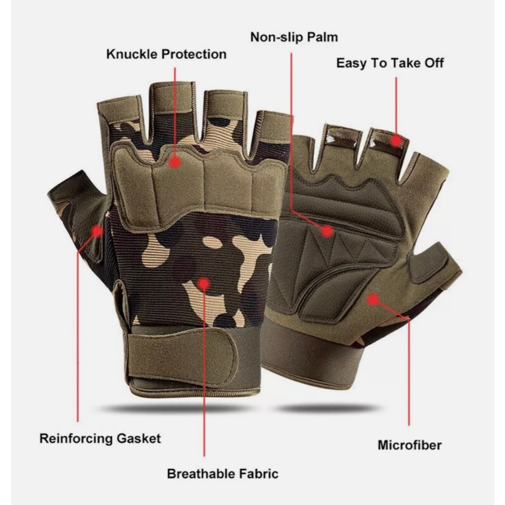 Găng Tay Chiến Thuật Hở Ngón_Tactical Gloves Motorcycle