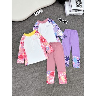 BK28 Đồ bơi bé gái BONBON KIDS dáng rời gồm áo và quần dài chống nắng, đồ tắm,bikini, đồ đi biển bé sz 10- 45 kg