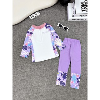 BK28 Đồ bơi bé gái BONBON KIDS dáng rời gồm áo và quần dài chống nắng, đồ tắm,bikini, đồ đi biển bé sz 10- 45 kg