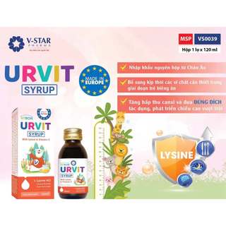 ✅ [Chính Hãng] Urvit Syrup Bổ sung Lysine, kẽm và vitamin cho cơ thể, tăng cường sức đề kháng | 120ml