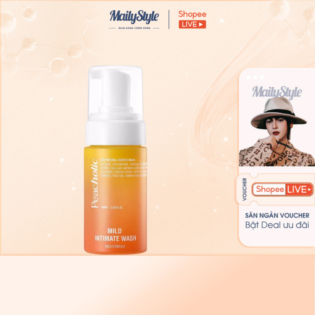 M17_ Dung Dịch Vệ Sinh Tạo Bọt Peacholic Mild Intimate Wash 100ml (Bao Bì Mới) Nữ