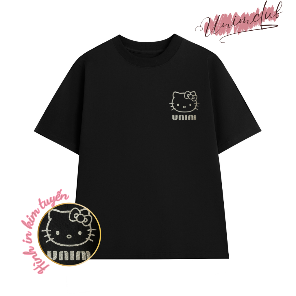[ In Nhũ Bạc Vải 250GSM] Áo Thun Mèo Kitty In Nhũ Lấp Lánh Vải Cotton Cao Cấp Premium Thoáng Mát Mềm Mịn - APKITTY