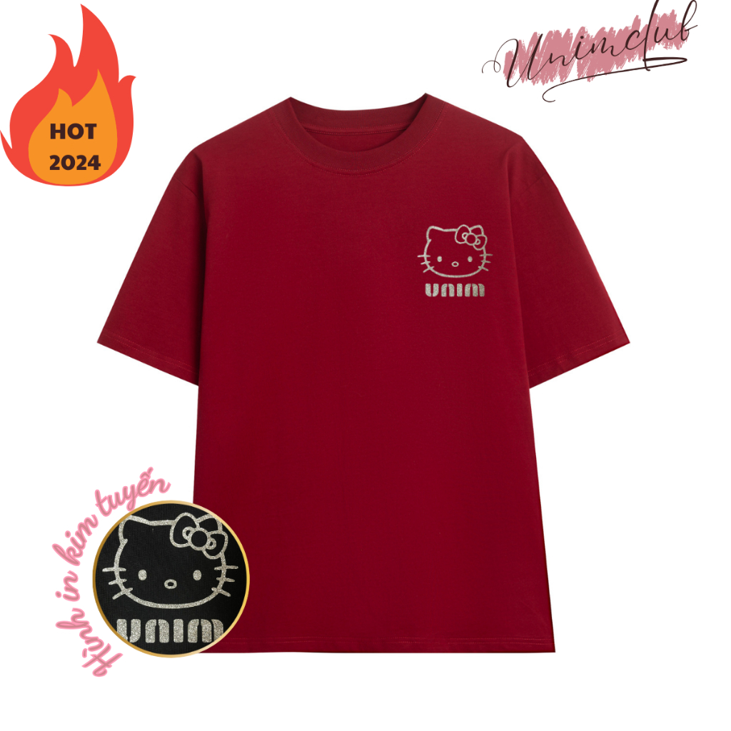 [ In Nhũ Bạc Vải 250GSM] Áo Thun Mèo Kitty In Nhũ Lấp Lánh Vải Cotton Cao Cấp Premium Thoáng Mát Mềm Mịn - APKITTY