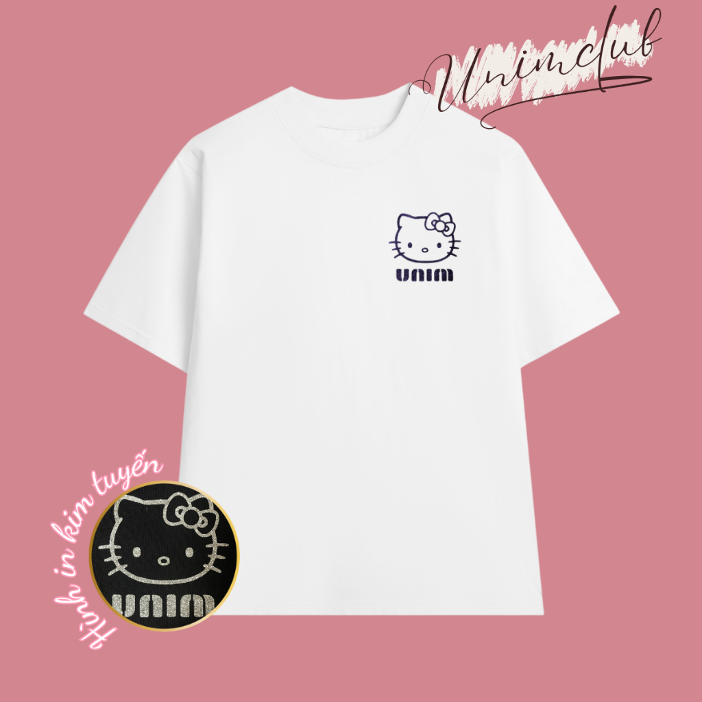 [ In Nhũ Bạc Vải 250GSM] Áo Thun Mèo Kitty In Nhũ Lấp Lánh Vải Cotton Cao Cấp Premium Thoáng Mát Mềm Mịn - APKITTY
