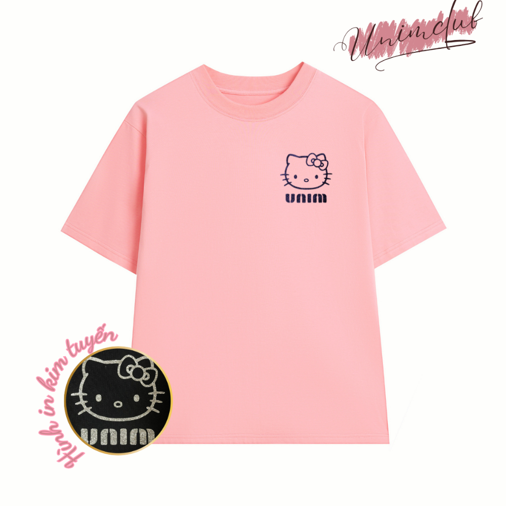 [ In Nhũ Bạc Vải 250GSM] Áo Thun Mèo Kitty In Nhũ Lấp Lánh Vải Cotton Cao Cấp Premium Thoáng Mát Mềm Mịn - APKITTY