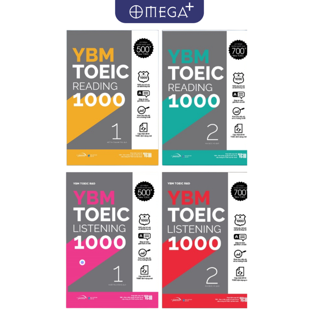 Bộ Sách YBM TOEIC 1000: Chinh Phục Lộ Trình Toeic Từ 500+ Đến 700+  Listening + Reading Vol.1 & Vol.2 (Lẻ/Combo) | BigBuy360 - bigbuy360.vn