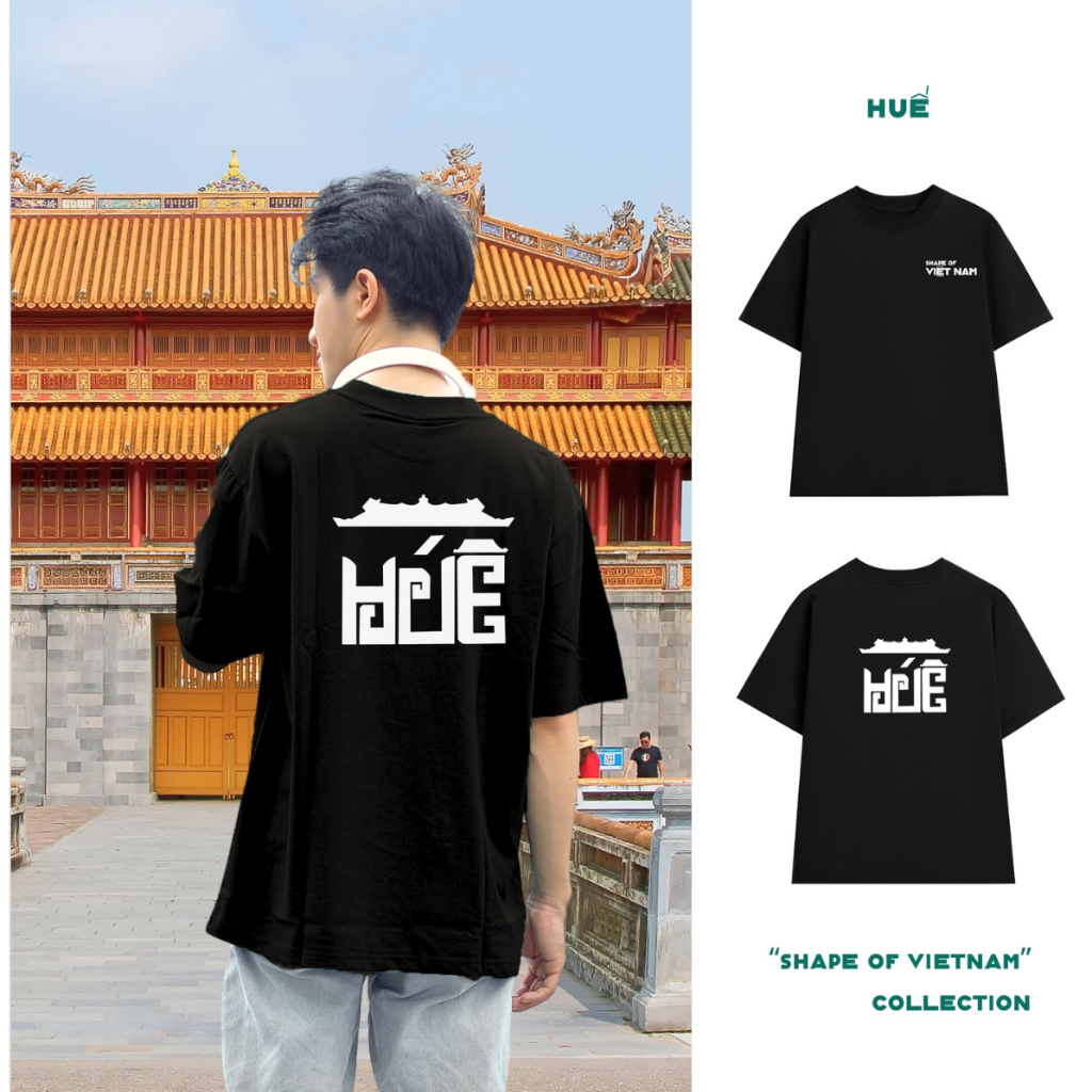 Áo thun unisex in SHAPE OF VIETNAM HÌNH HUẾ áo phông cổ tròn chất Cotton mềm mịn co dãn thoáng mát TA088