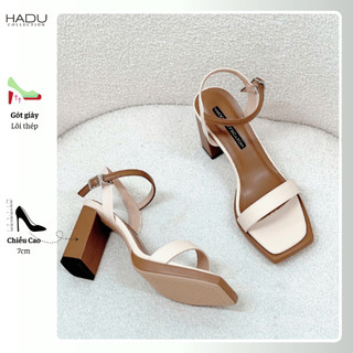 Giày Sandal Gót Vuông 9P Phối Màu MITA Ver2 HADU M7111 Da PU Cao Cấp BH 12T