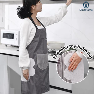 Tạp dề chống thấm nước, thấm dầu DINO có túi lớn đựng đồ và khăn lau tay thời trang Hàn Quốc