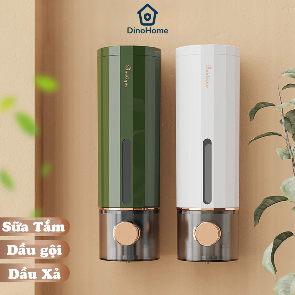 Hộp đựng sữa tắm dầu gội nước rửa tay DINO chất liệu ABS gắn treo tường tiện lợi tặng kèm miếng dán
