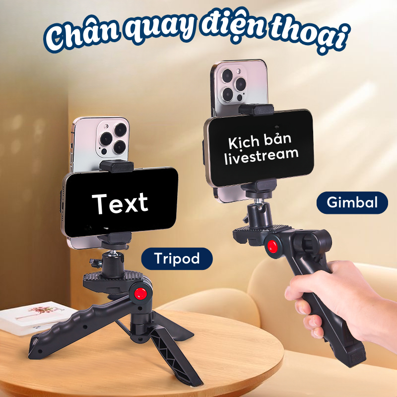 Chân quay giá đỡ điện thoại đa năng 2 kẹp, Gậy chụp ảnh, quay phim cầm ...