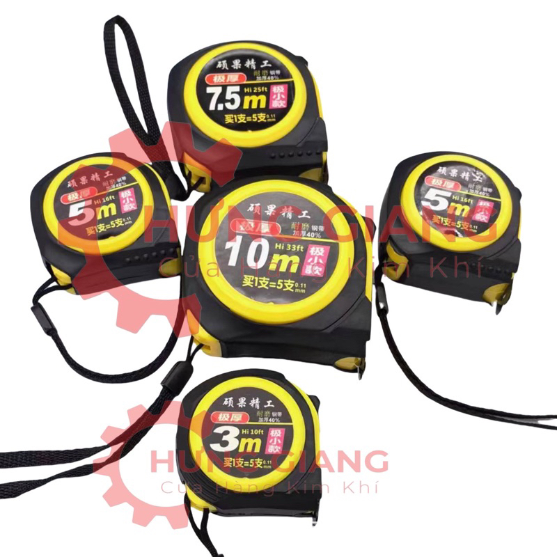 Thước Mét, Thước 5 Mét Lỗ Ban 2Mặt Bọc Cao Su Chống Vỡ Tốt