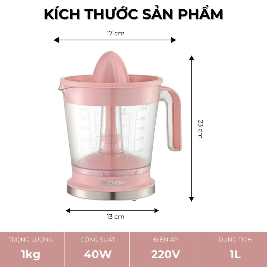 Ảnh Máy vắt cam tự động Daewoo DEM-JK533 dung tích 1 lít, công suất 40w, bền bỉ, bảo hành 1 năm 3