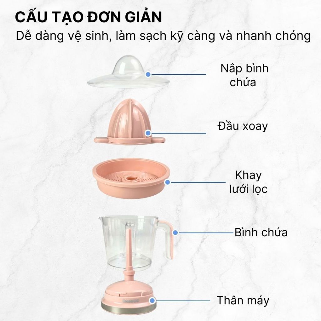 Ảnh Máy vắt cam tự động Daewoo DEM-JK533 dung tích 1 lít, công suất 40w, bền bỉ, bảo hành 1 năm 4