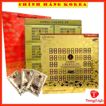 Chiết xuất đông trùng hạ thảo nguyên con Bio Apgold, hộp 30 gói - Tăng thể lực, ổn định huyết áp, phòng ung thư